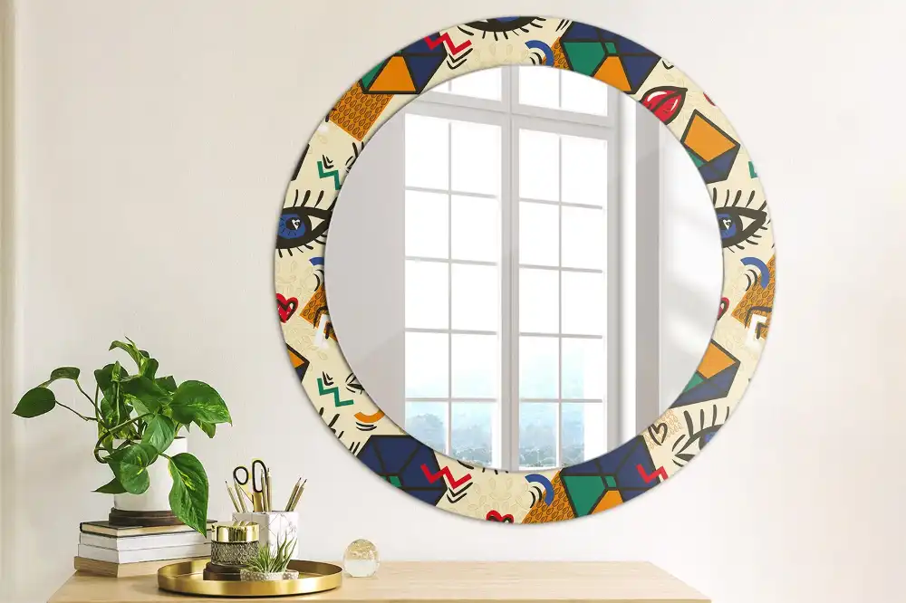 Round printed mirror Pop art style