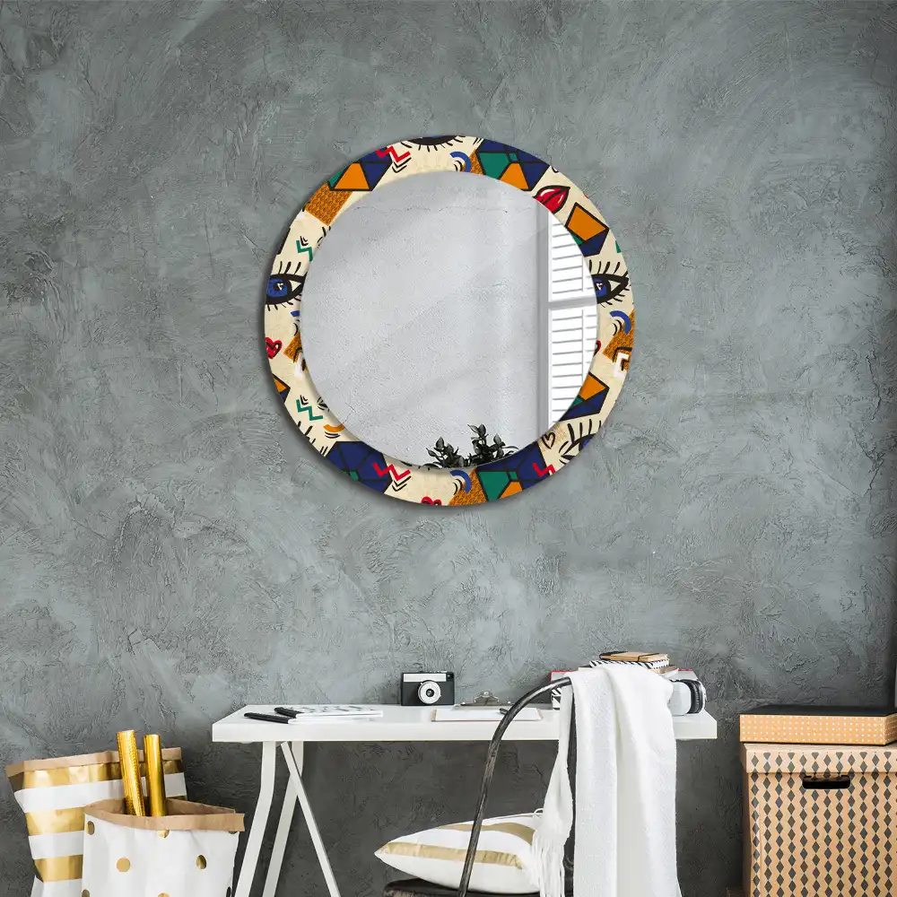 Round printed mirror Pop art style