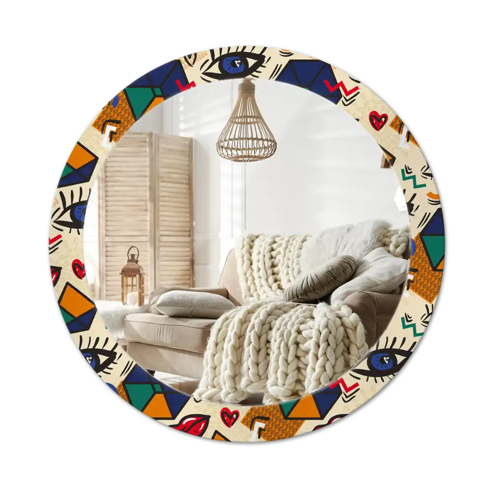 Round printed mirror Pop art style