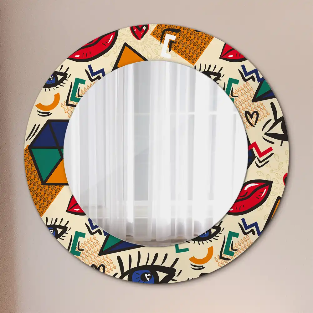 Round printed mirror Pop art style