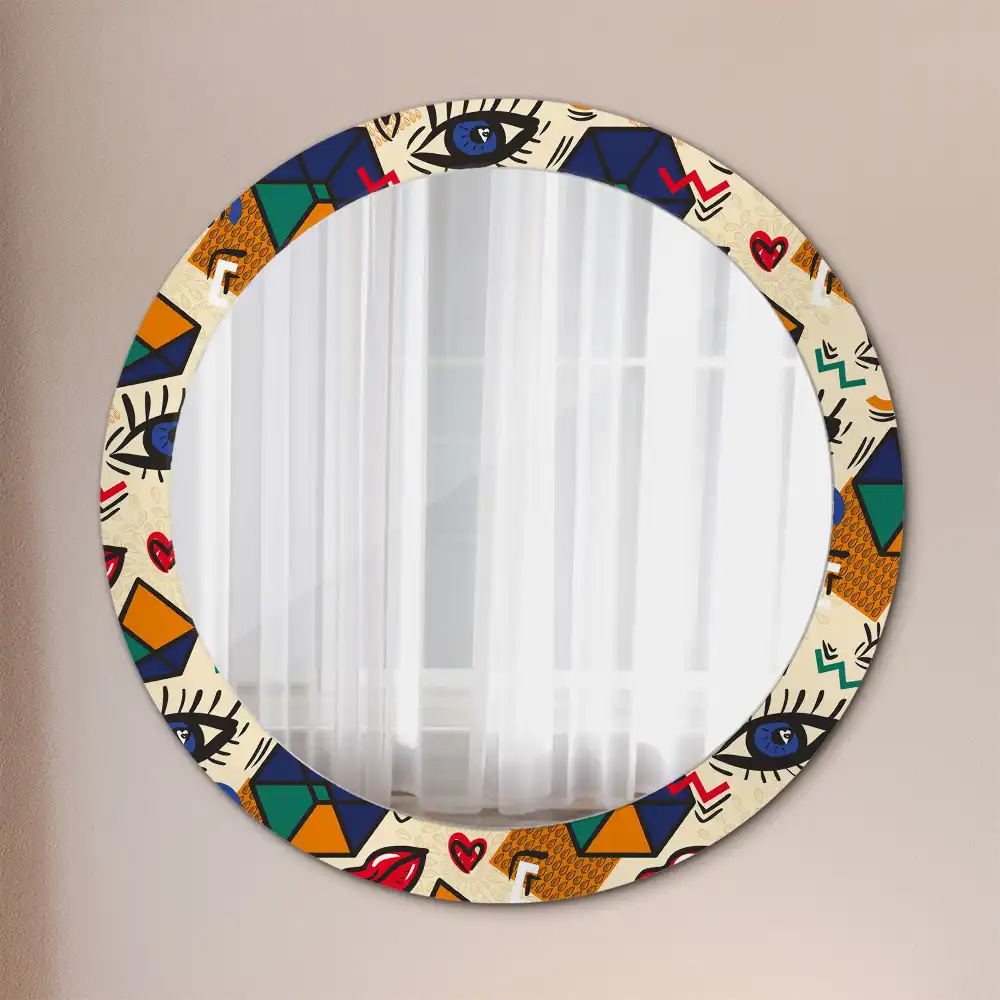 Round printed mirror Pop art style