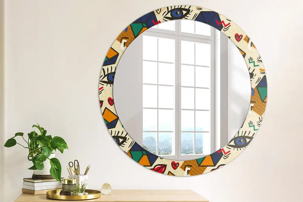 Round printed mirror Pop art style