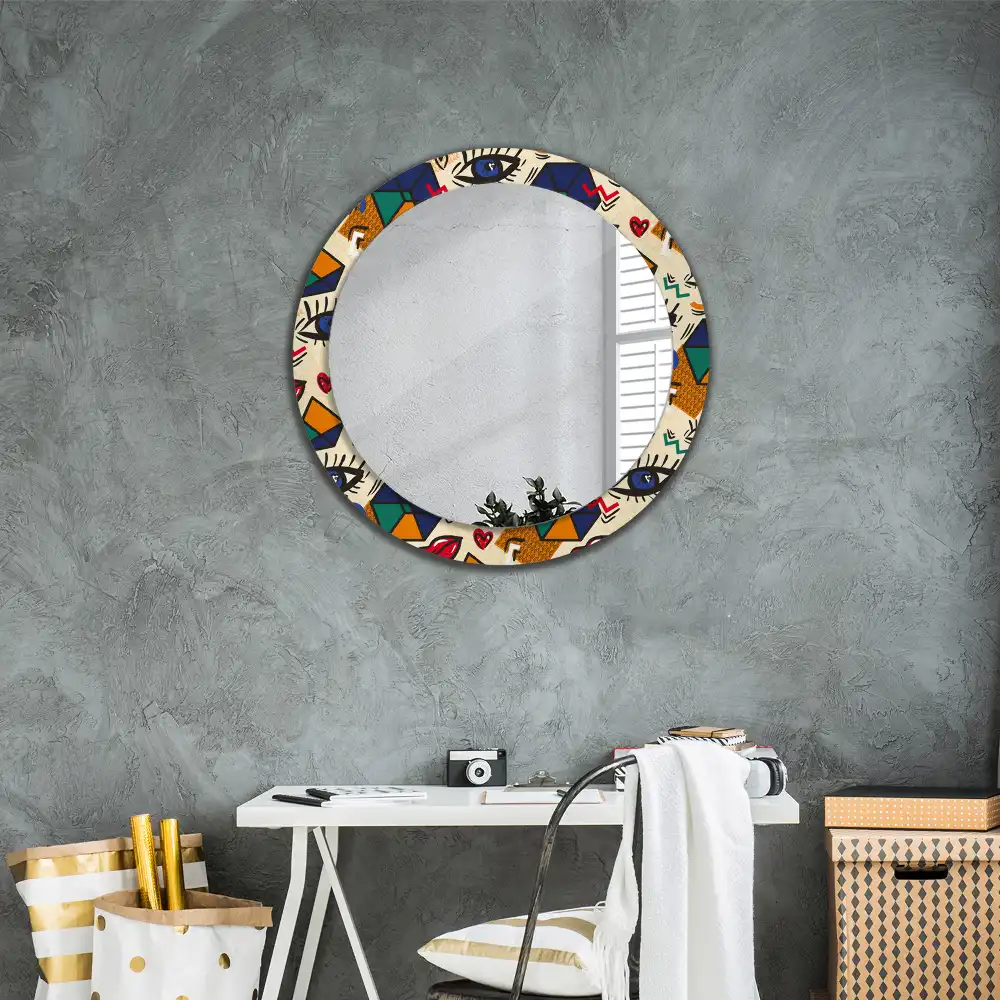 Round printed mirror Pop art style