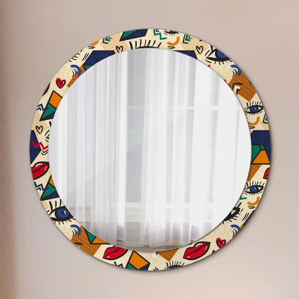 Round printed mirror Pop art style