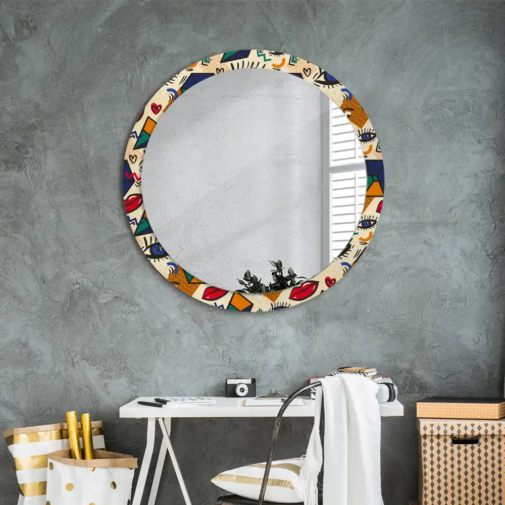 Round printed mirror Pop art style