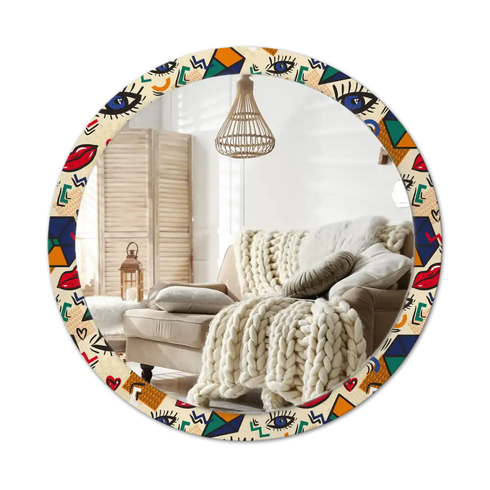 Round printed mirror Pop art style
