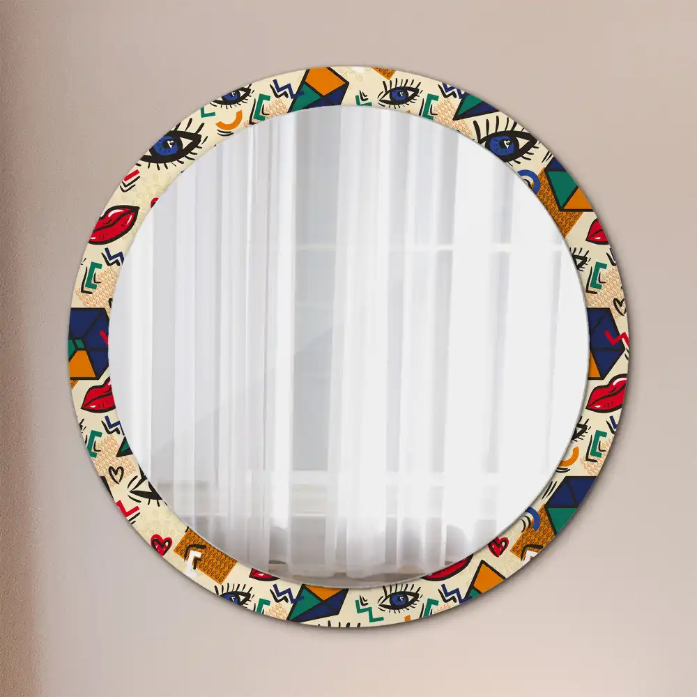 Round printed mirror Pop art style