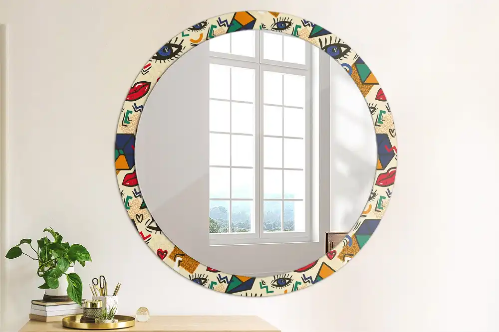 Round printed mirror Pop art style