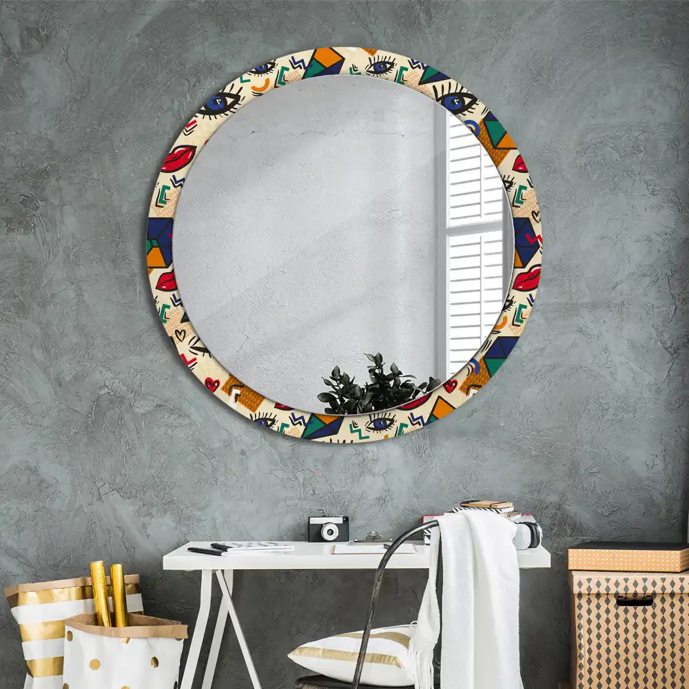 Round printed mirror Pop art style