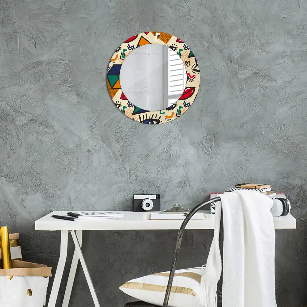 Round printed mirror Pop art style