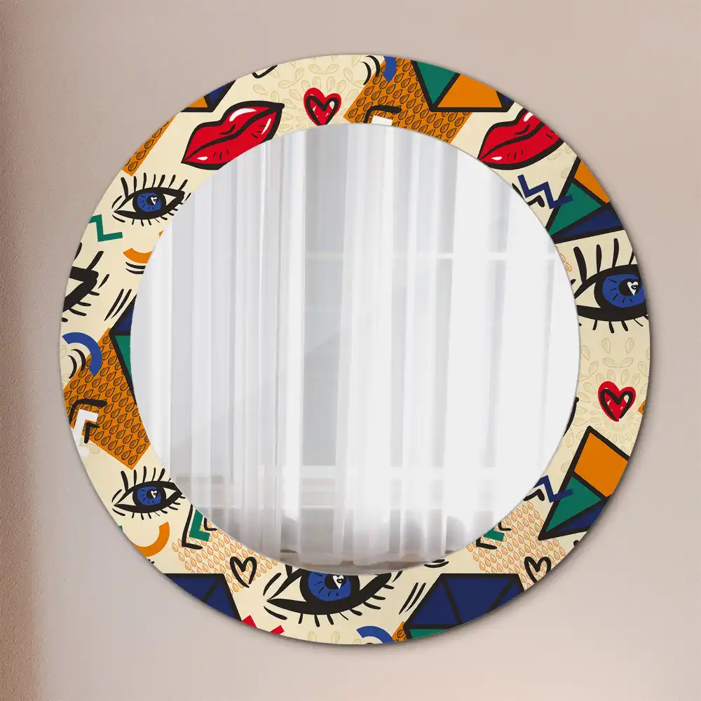 Round printed mirror Pop art style