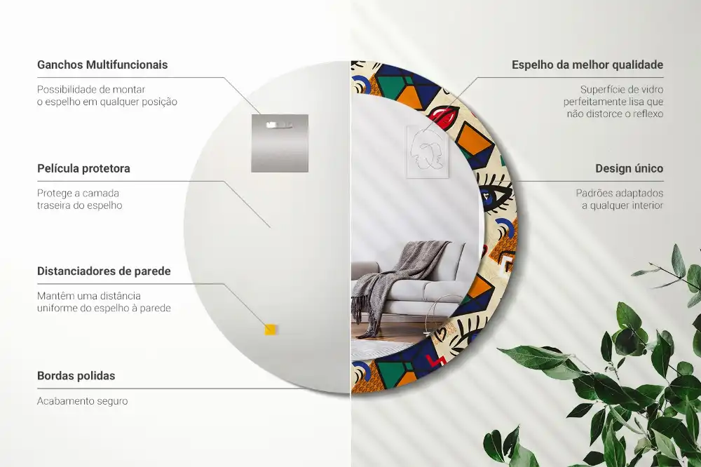 Round printed mirror Pop art style