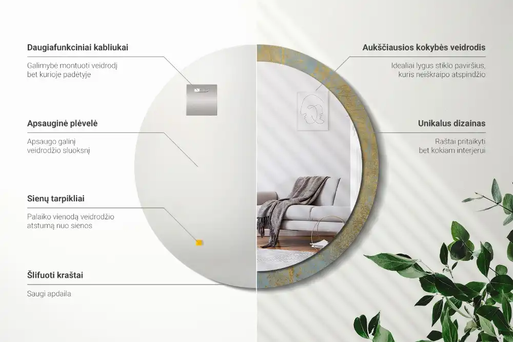 Round decorative mirror Loft pattern