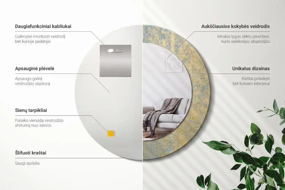 Round decorative mirror Loft pattern