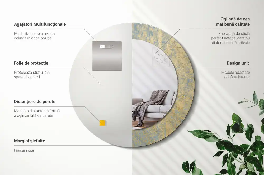 Round decorative mirror Loft pattern