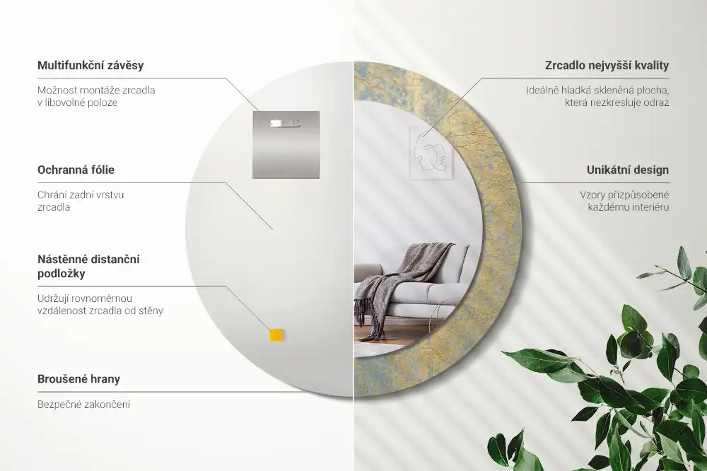 Round decorative mirror Loft pattern