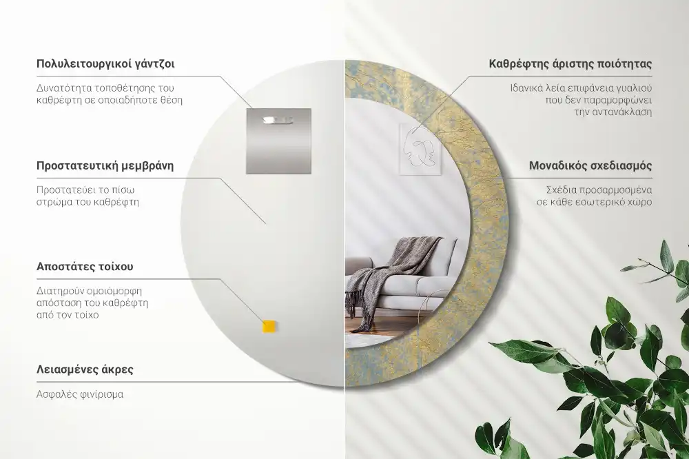 Round decorative mirror Loft pattern