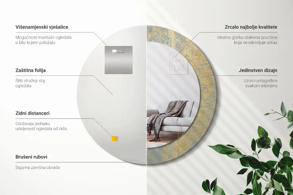 Round decorative mirror Loft pattern