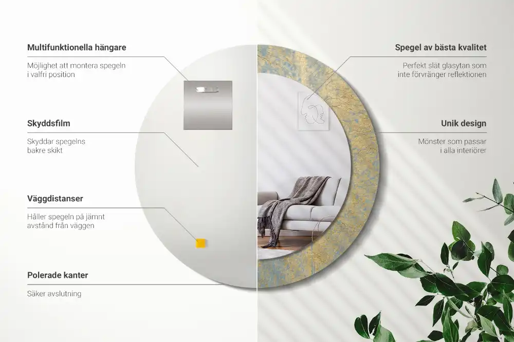 Round decorative mirror Loft pattern