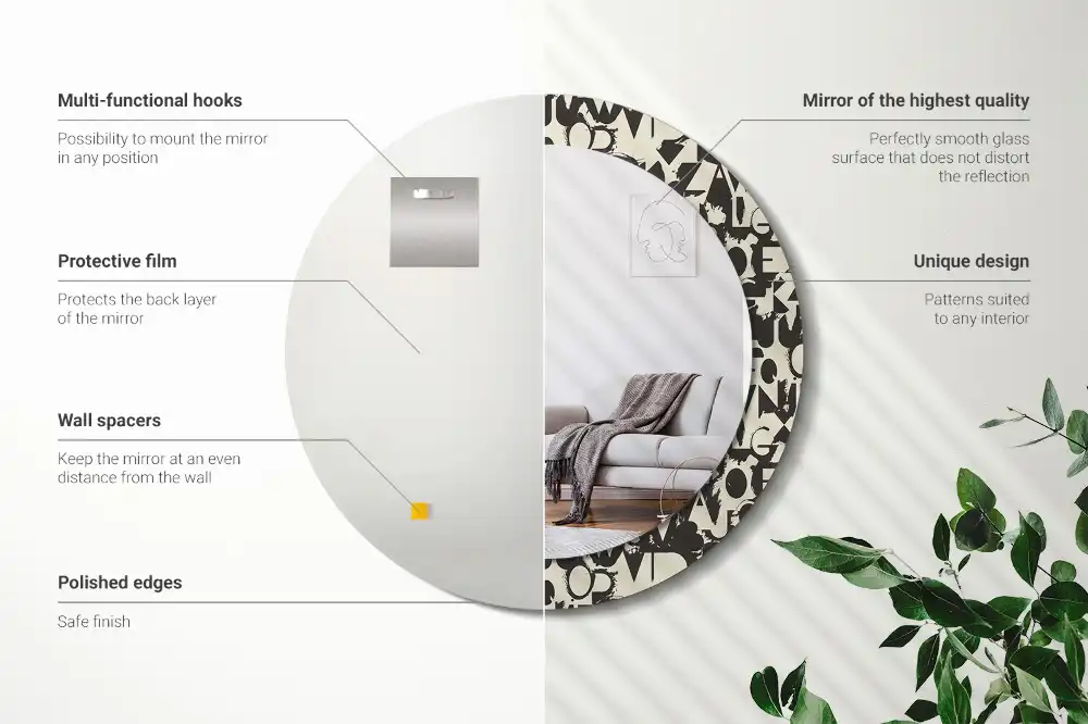 Round wall mirror decor Letters