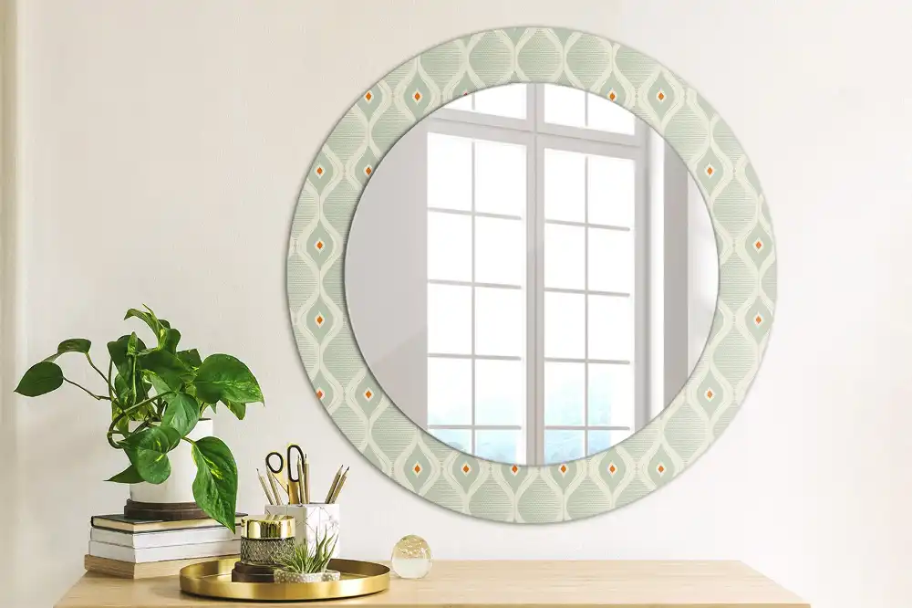 Round mirror frame with print Classic vintage pattern