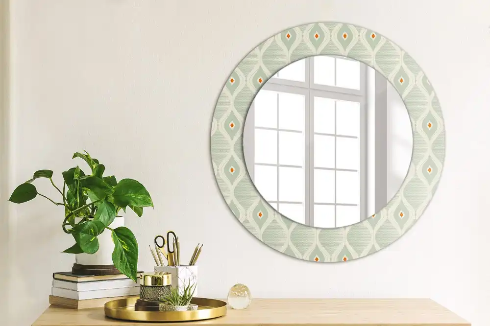 Round mirror frame with print Classic vintage pattern