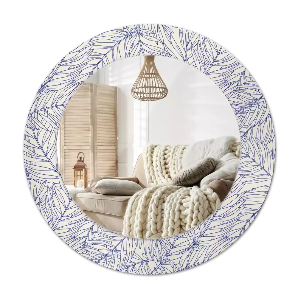 Round printed mirror Tropical palm tree outline