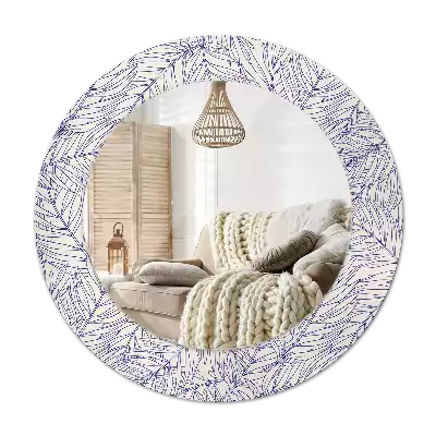 Round printed mirror Tropical palm tree outline