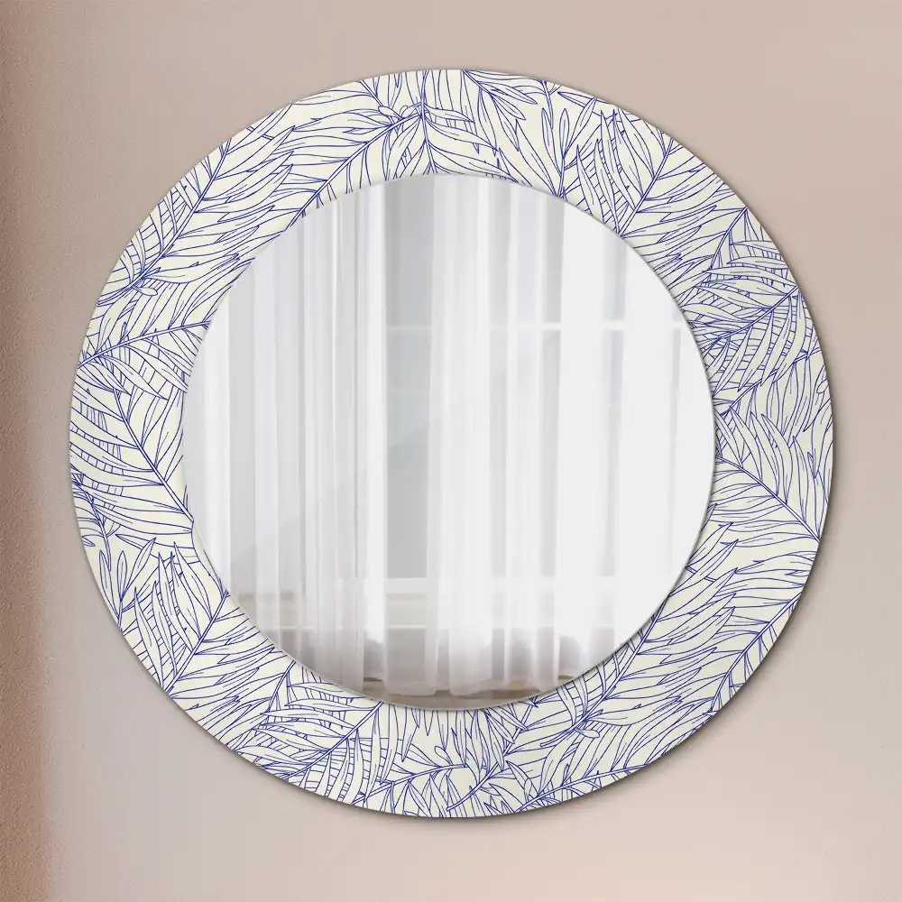 Round printed mirror Tropical palm tree outline