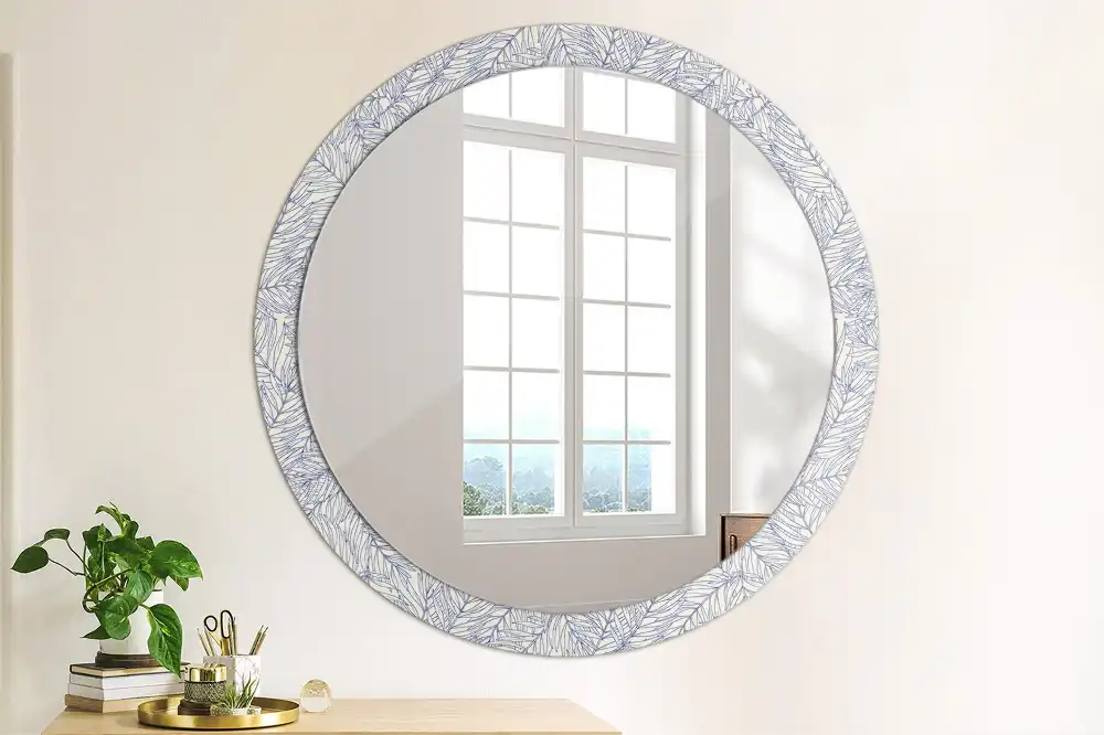 Round printed mirror Tropical palm tree outline