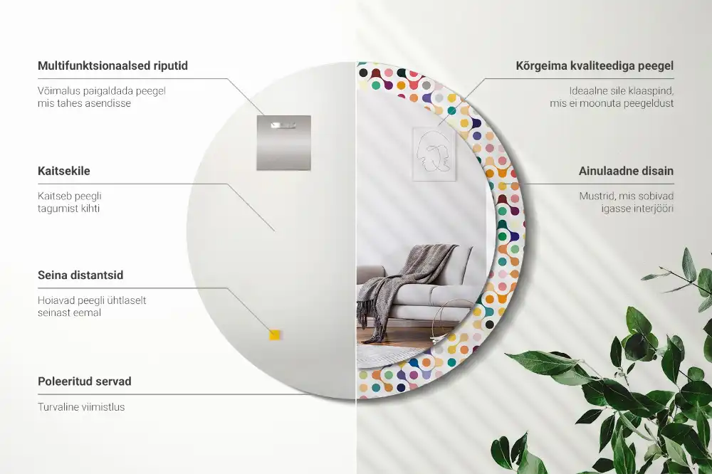 Round decorative mirror Pop art dots