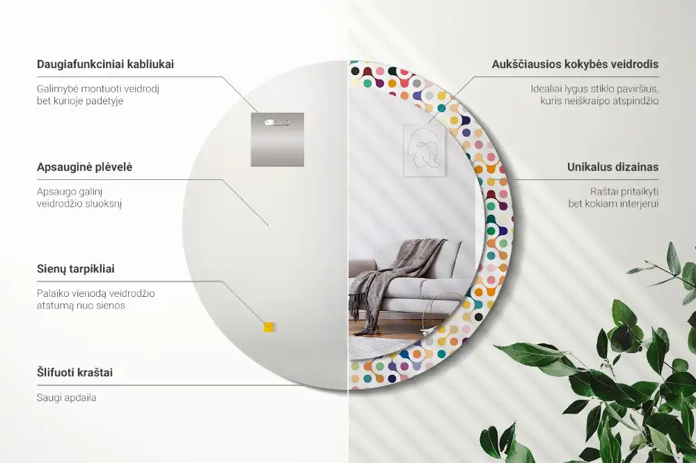 Round decorative mirror Pop art dots