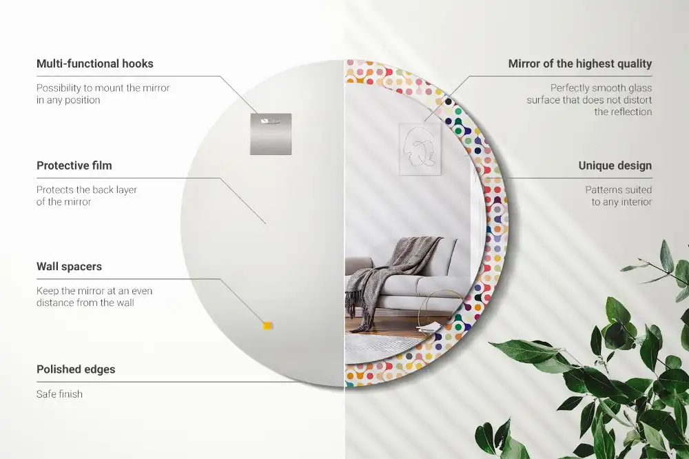 Round decorative mirror Pop art dots