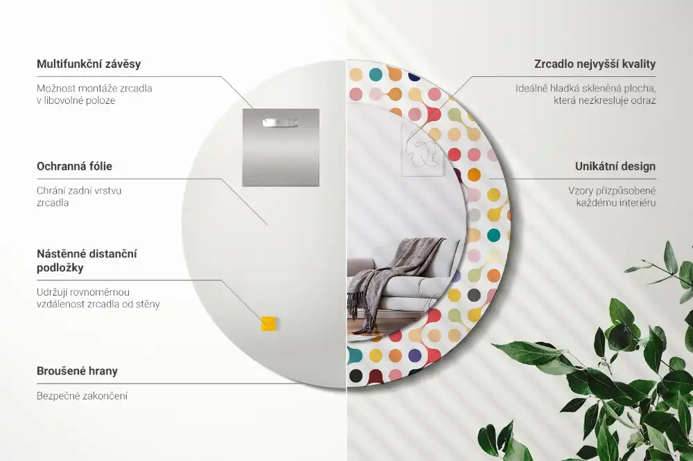 Round decorative mirror Pop art dots