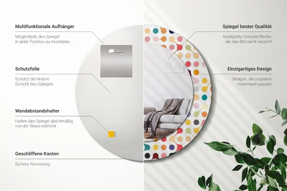 Round decorative mirror Pop art dots