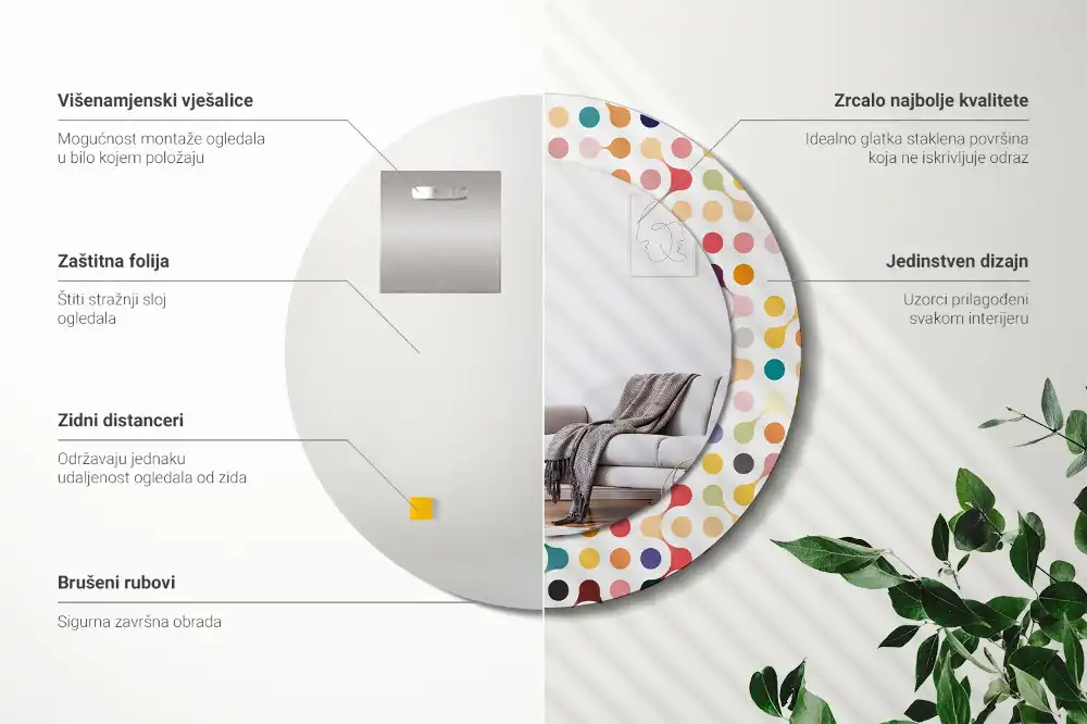 Round decorative mirror Pop art dots