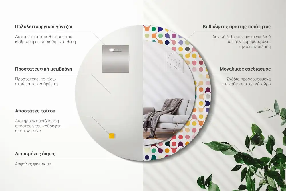 Round decorative mirror Pop art dots