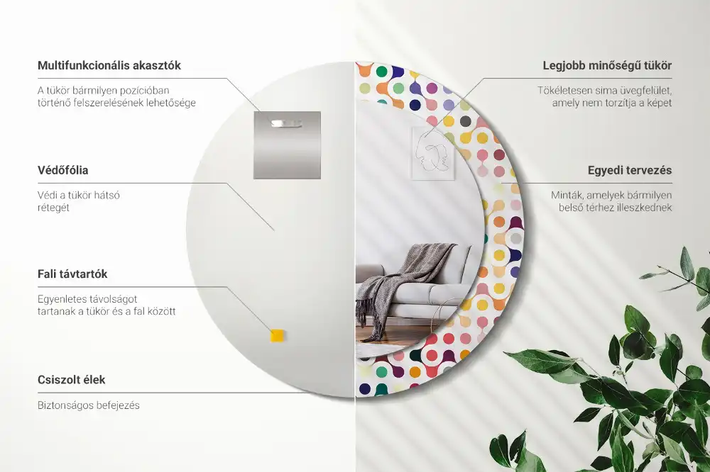 Round decorative mirror Pop art dots