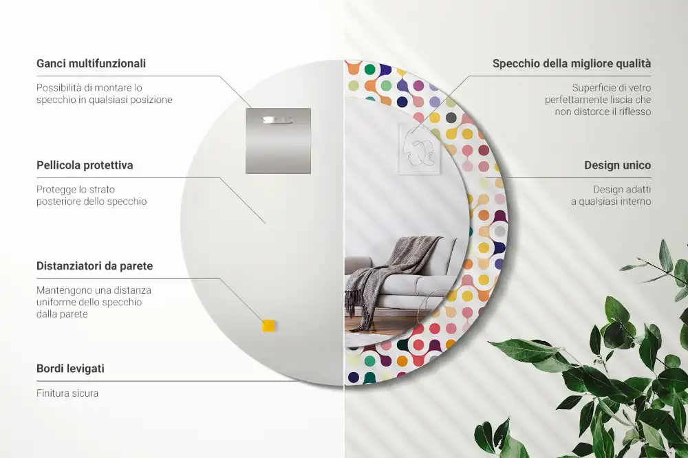 Round decorative mirror Pop art dots
