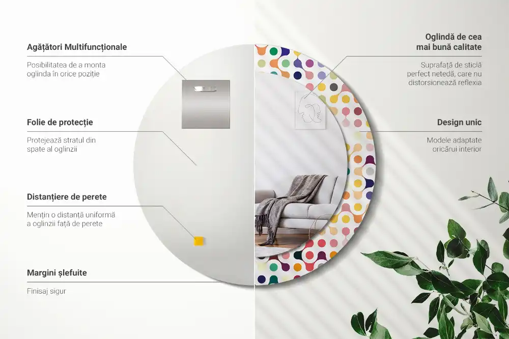 Round decorative mirror Pop art dots