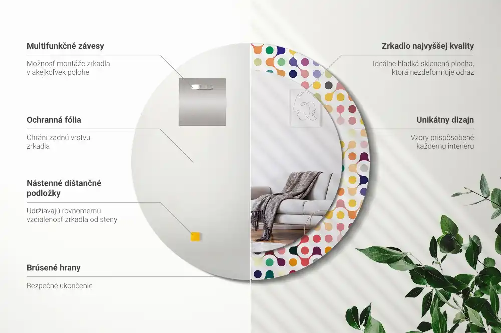 Round decorative mirror Pop art dots