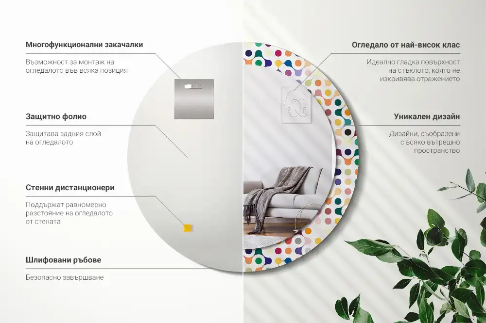 Round decorative mirror Pop art dots