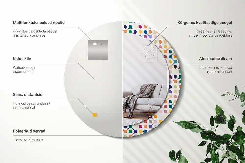 Round decorative mirror Pop art dots