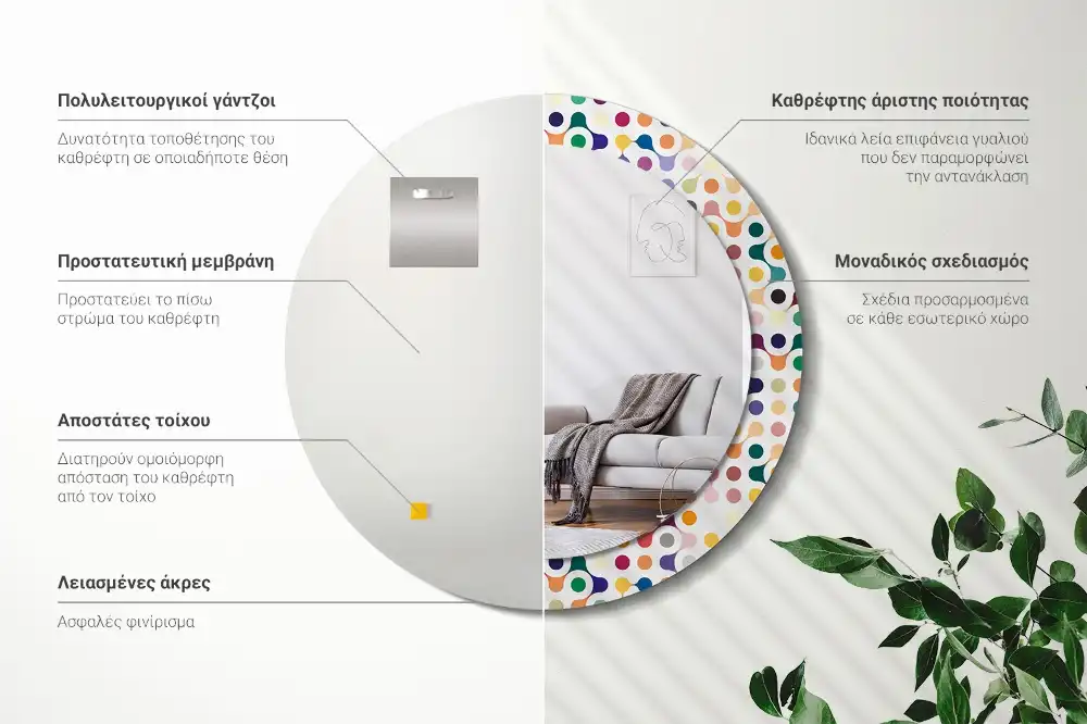 Round decorative mirror Pop art dots