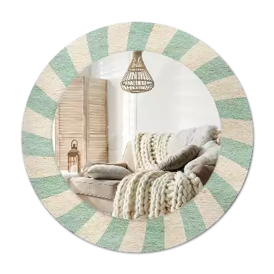 Round mirror frame with print Retro pastel pattern