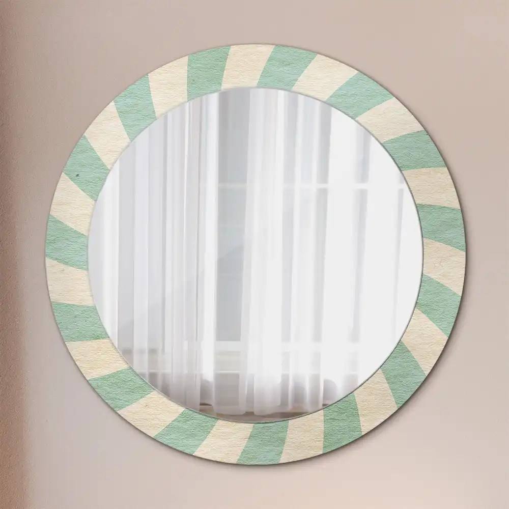 Round mirror frame with print Retro pastel pattern