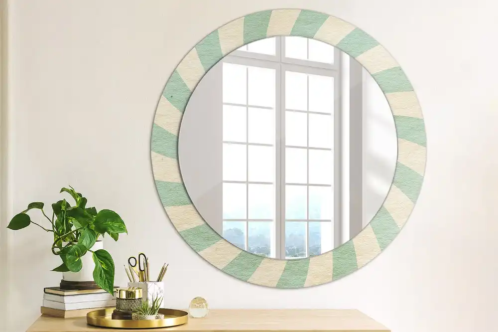 Round mirror frame with print Retro pastel pattern