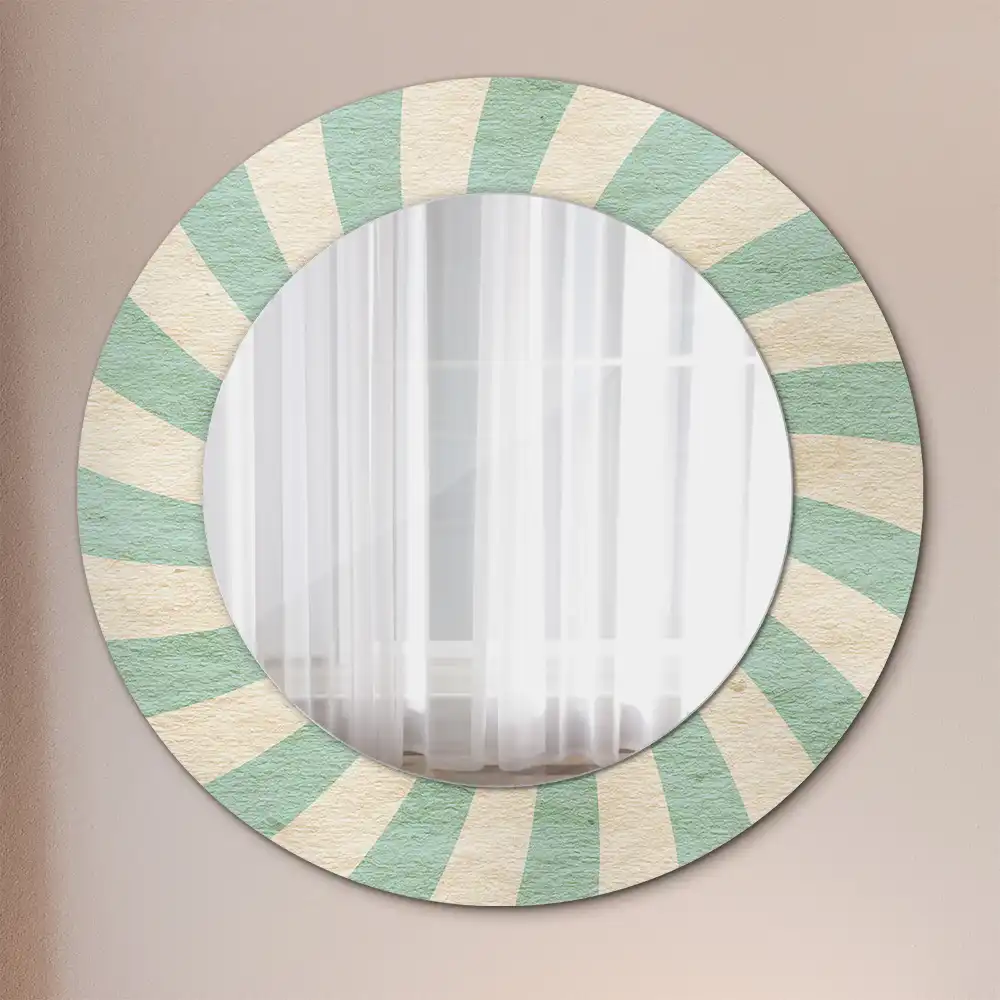 Round mirror frame with print Retro pastel pattern