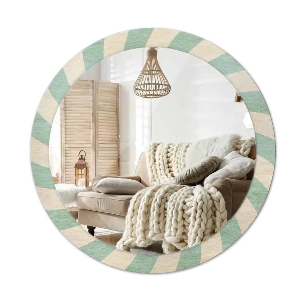 Round mirror frame with print Retro pastel pattern