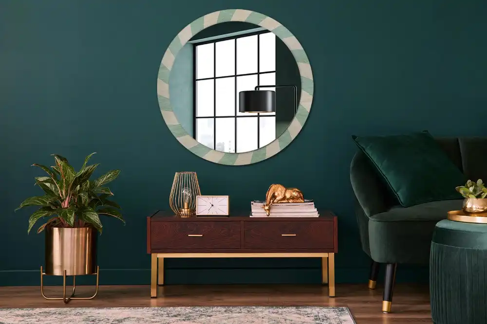 Round mirror frame with print Retro pastel pattern